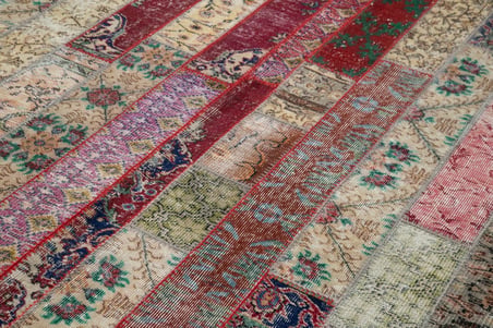 Kiremit Patchwork Desenli El Dokuma Salon Halısı Yatak Odası