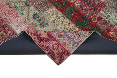 Kiremit Patchwork Desenli El Dokuma Salon Halısı Yatak Odası