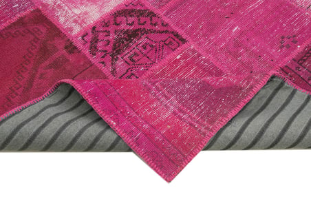 Pembe Geometrik Desenli El Dokuma Yün Halı Salon Yatak Odası