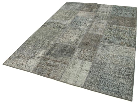 Gri Modern Geometrik Desenli El Dokuma Halı Salon Yatak Odası