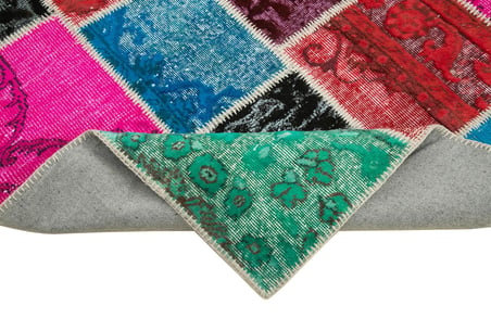 Mavi El Dokuma Salon Halısı Geometrik Patchwork Model Yatak Odası