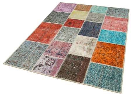 Mavi Patchwork El Dokuma Halı Modern Salon Modeli Yatak Odası