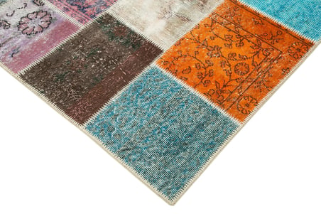 Mavi Patchwork El Dokuma Halı Modern Salon Modeli Yatak Odası