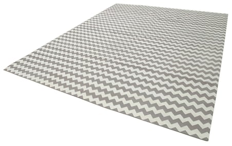 Gri El Dokuma Geometrik Desenli Salon Kilimi Çocuk Oda Mutfak