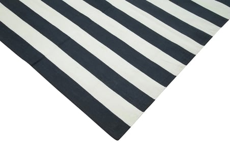 Lacivert Modern Geometrik Desenli El Dokuma Salon Kilimi Mutfak İçin