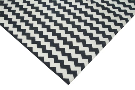 Siyah Geometrik El Dokuma Salon Kilimi Modern Tasarım Mutfak Kilim