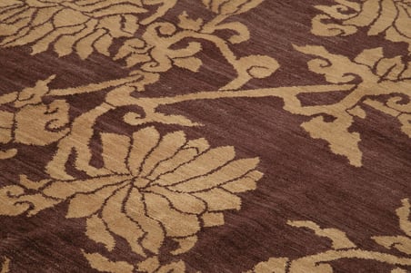 Kahverengi El Dokuma Salon Halısı Modern Çiçekli Stil Yatak Odası Dekor