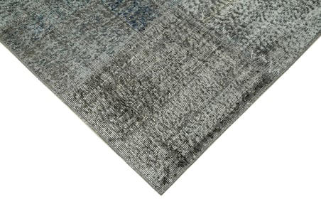 Modern Antrasit Gri Geometrik Desenli El Dokuma Halı Koridor Yatak Odası
