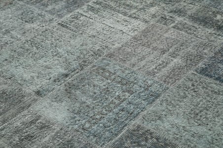 Modern Antrasit Gri Geometrik Desenli El Dokuma Halı Koridor Yatak Odası
