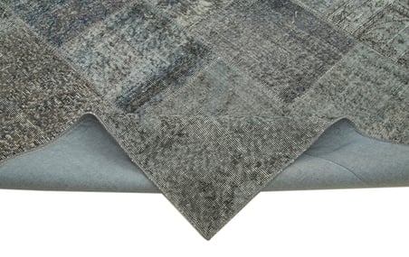 Modern Antrasit Gri Geometrik Desenli El Dokuma Halı Koridor Yatak Odası