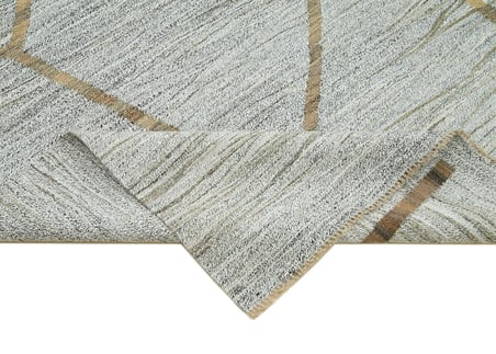 Gri Geometrik Desenli El Dokuma Salon Halısı Modern Stil Yatak Odası