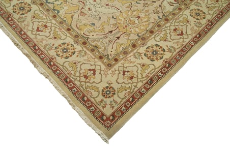 Krem Çiçekli El Dokuma Salon Halısı Klasik Vintage Stil Yumuşak Dokulu