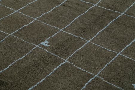 Antrasit Geometrik Desenli El Dokuma Yün Halı Salon Yatak Odası Tek Parça