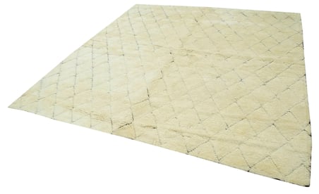 Bej Geometrik Desenli El Dokuma Salon Halısı Modern Tarz Yatak Odası