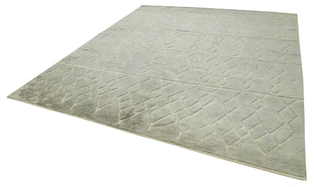 Gri Geometrik Desenli El Dokuma Salon Halısı Yatak Odası Modern
