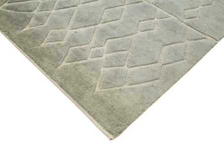 Gri Geometrik Desenli El Dokuma Salon Halısı Yatak Odası Modern