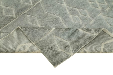 Gri Geometrik Desenli El Dokuma Salon Halısı Yatak Odası Modern