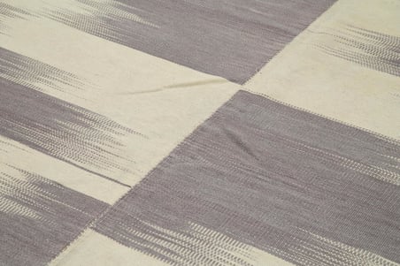 Bej Geometrik Desenli Modern El Dokuma Salon Kilimi Yatak Odası