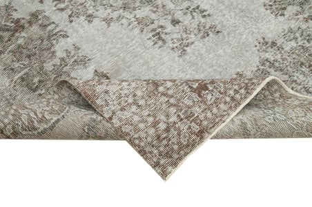 Gri El Dokuma Halı Madalyon Desenli Yün Salon Tipi Eskitme Vintage