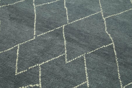 Gri Geometrik Desenli Yün El Dokuma Salon Halısı Modern İskandinav Stil