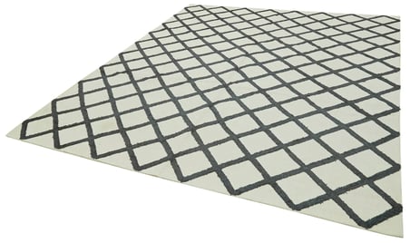 Modern Geometrik Desenli Krem El Dokuma Salon Kilimi Koridor Yatak Odası