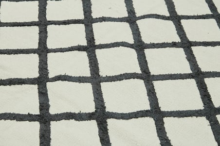 Bej Modern Geometrik El Dokuma Salon Kilimi Kabartmalı Yatak Odası