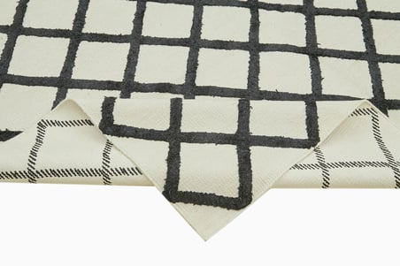 Bej Modern Geometrik El Dokuma Salon Kilimi Kabartmalı Yatak Odası