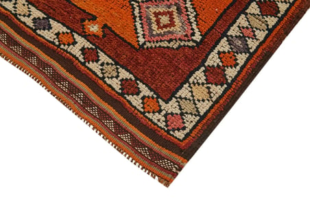 Kırmızı Etnik Geometrik El Dokuma Yün Koridor Halısı Bohem Stil