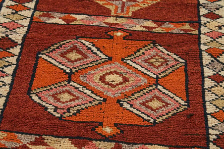 Kırmızı Etnik Geometrik El Dokuma Yün Koridor Halısı Bohem Stil