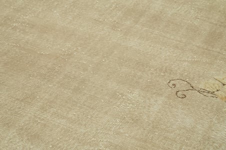 Bej El Dokuma Yün Salon Halısı Modern Çiçekli Tasarım Yatak Odası