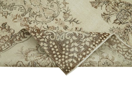 Bej Eskitme El Dokuma Salon Halısı Madalyon Desenli Vintage Stil