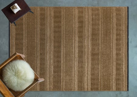 Kahverengi Bej Yatay Çizgili Baklava Dilimli Geometrik Modern Salon Halısı Makine Dokuma