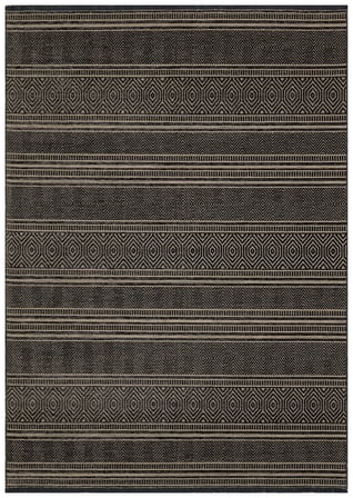 Antrasit Gri Geometrik Desenli Makine Dokuma Kilim Dış Mekan Koridor