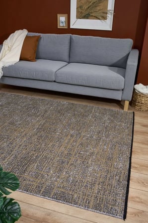 Gri Bej Soyut Desenli Melanj Dokulu Modern Salon Halısı Makine Dokuma