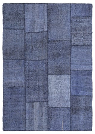 Mavi Modern Geometrik Desenli El Dokuma Yün Kilim Tek Parça Salon Koridor
