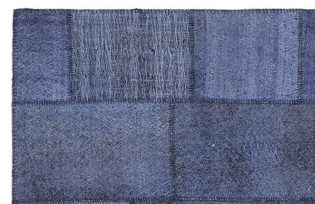 Mavi Modern Geometrik Desenli El Dokuma Yün Kilim Tek Parça Salon Koridor