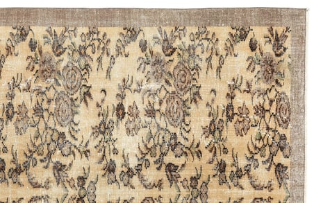 Bej Eskitme El Dokuma Klasik Salon Halısı Yatak Odası Vintage Stil
