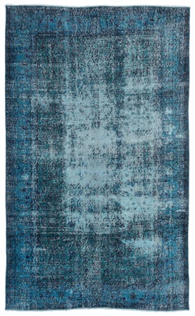 Turkuaz Soyut Eskitme Halı Yün El Dokuma Salon Modeli Yatak Odası