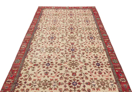 Krem Yün Dokuma Halı Klasik Çiçekli Toz Vermez Salon Tipi Yatak Odası