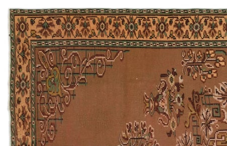 Bej Klasik Madalyon Desenli El Dokuma Yün Salon Halısı Etnik Stil