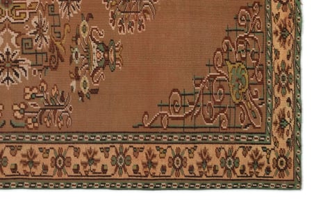 Bej Klasik Madalyon Desenli El Dokuma Yün Salon Halısı Etnik Stil
