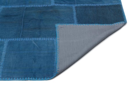 Mavi Geometrik Yün El Dokuma Kilim Modern Salon Modeli Koridor