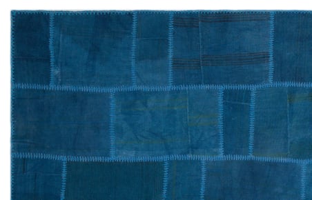 Mavi Geometrik Yün El Dokuma Kilim Modern Salon Modeli Koridor