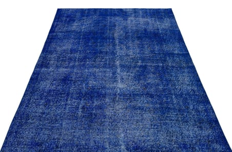 Mavi Soyut Desenli El Dokuma Eskitme Salon Halısı Yatak Odası Tasarımı