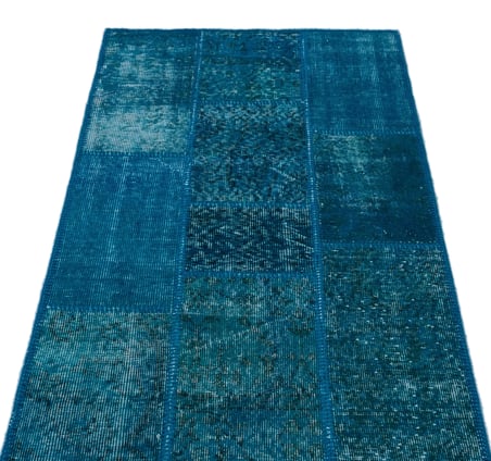 Turkuaz Patchwork El Dokuma Yün Salon Halısı Koridor Yatak Odası