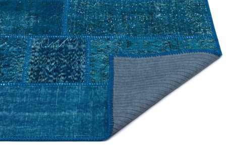 Turkuaz Patchwork El Dokuma Yün Salon Halısı Koridor Yatak Odası