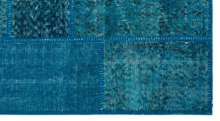 Turkuaz Patchwork El Dokuma Yün Salon Halısı Koridor Yatak Odası