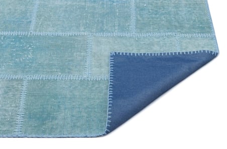 Turkuaz Patchwork El Dokuma Yün Salon Halısı Modern Stil Koridor