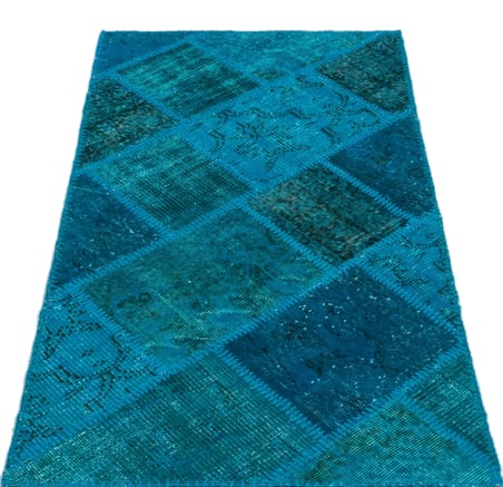 Turkuaz Modern El Dokuma Yün Koridor Halısı Salon Yatak Odası