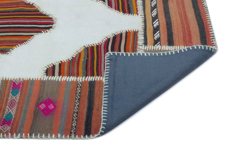 Bej Geometrik Desenli El Dokuma Yün Kilim Salon Koridor Yatak Odası